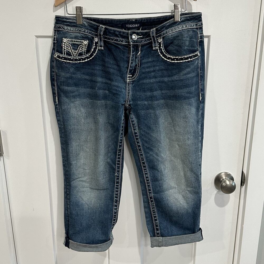 VIGOSS Carpi Denim Wmns Sz 12x21 Heritage Fit Straight Leg Embroidered Studded